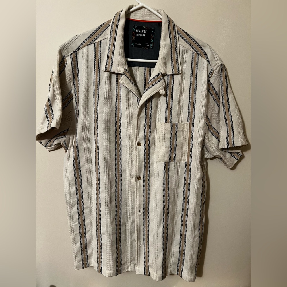 Men’s Reverse Threads Black and Cream button down